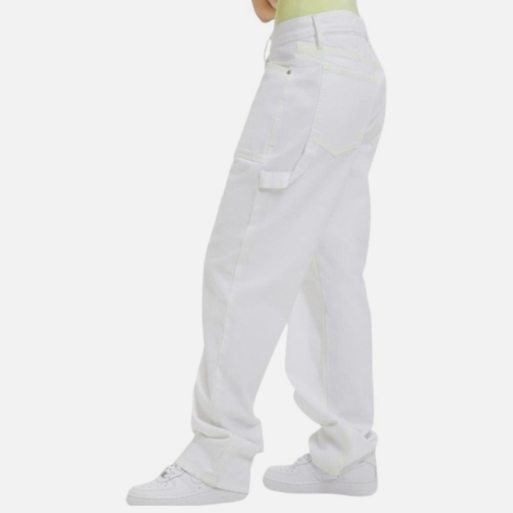 Good American Good '90s Carpenter in White High Waist Wide Leg Jeans, Size 14/32 - Picture 12 of 12